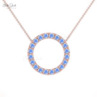 Gemstone Circle Chain Necklace With 1 Ct Rainbow Moonstone Necklaces In 14k Real Gold