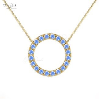 Gemstone Circle Chain Necklace With 1 Ct Rainbow Moonstone Necklaces In 14k Real Gold