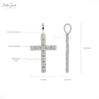 Diamond Prayer Cross Locket In 14k Real White Gold G-H Diamond Religious Pendant