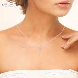 Diamond Prayer Cross Locket In 14k Real White Gold G-H Diamond Religious Pendant