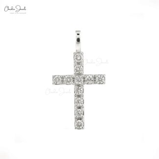Diamond Prayer Cross Locket In 14k Real White Gold G-H Diamond Religious Pendant