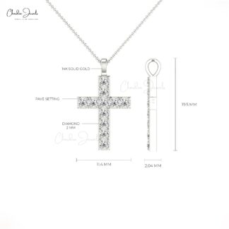 Round Cut Cross Locket With 2mm White Diamond Pave Set in 14k Real Gold Jesus Pendant