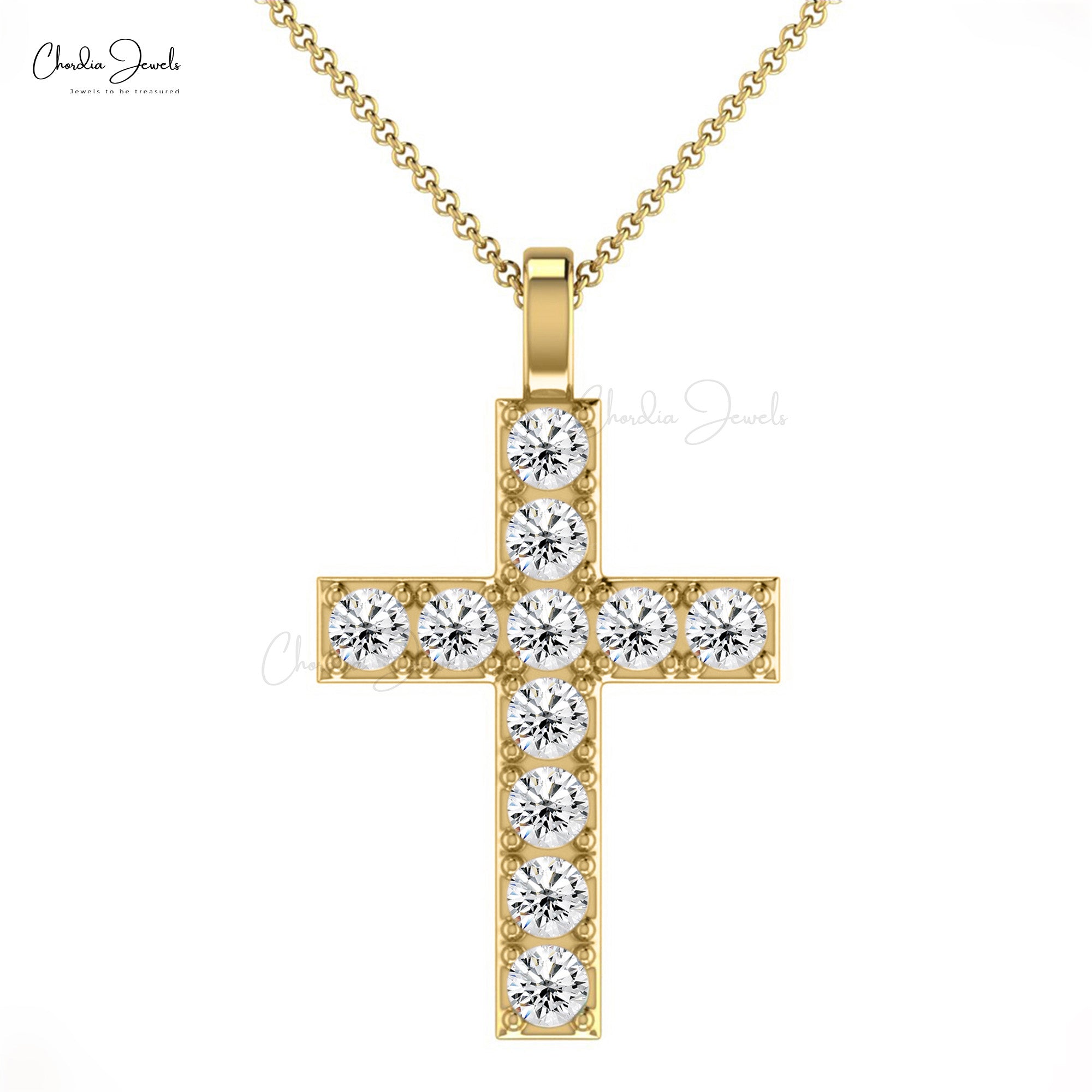 Round Cut Cross Locket With 2mm White Diamond Pave Set in 14k Real Gold Jesus Pendant