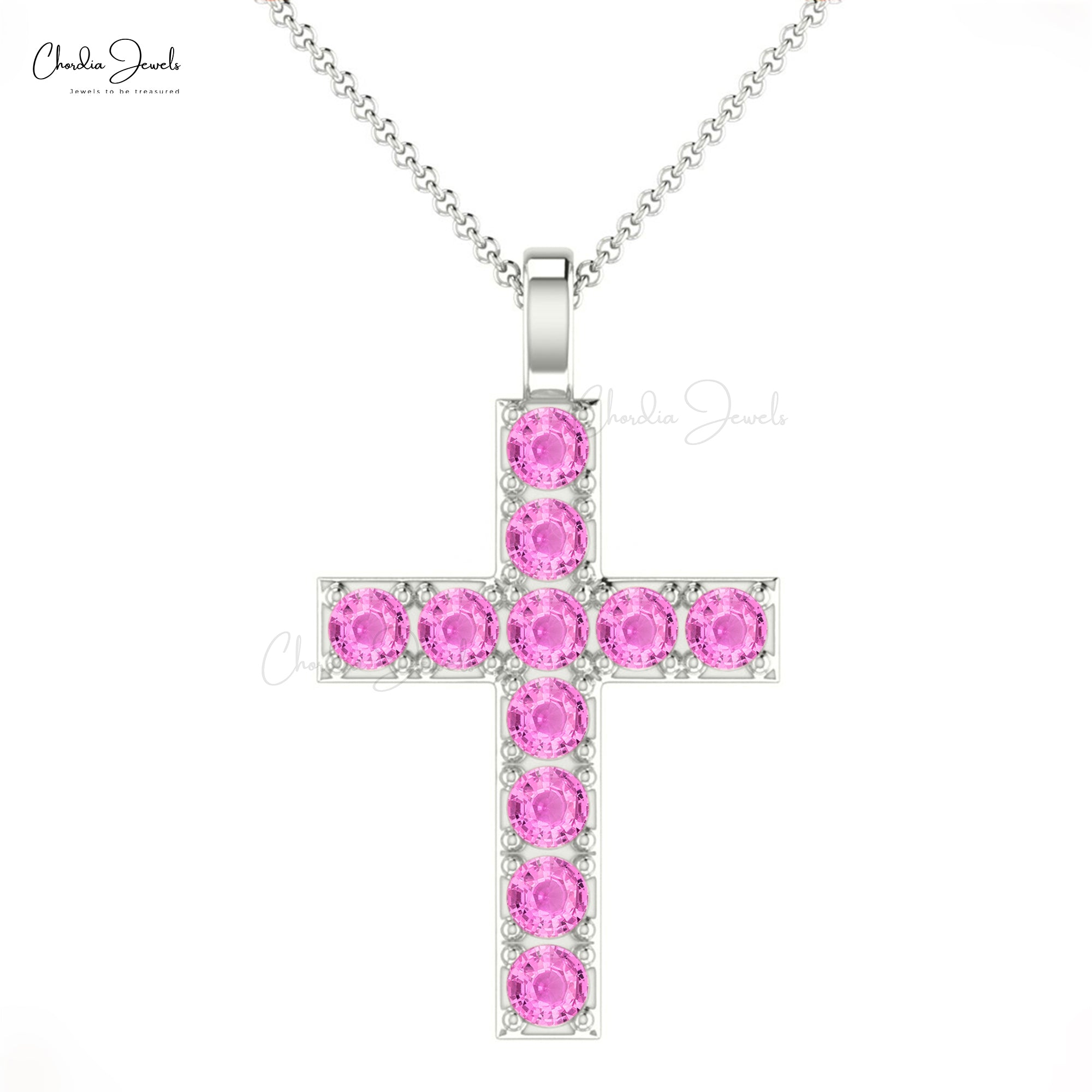 Jesus Prayer Locket In Real 14k Gold Pink Sapphire 0.55 Ct Gemstone Cross Pendant