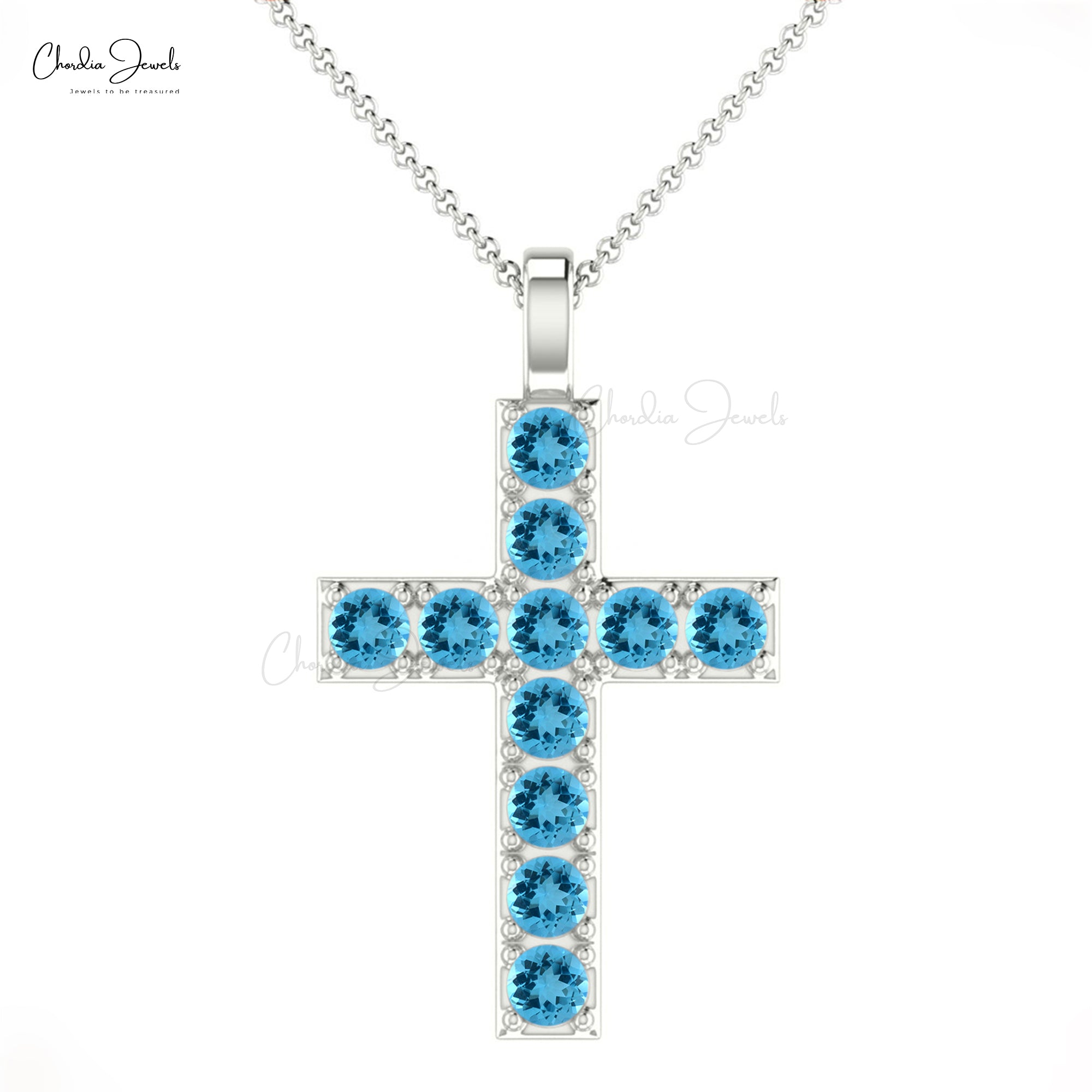 Brilliant Cut Jesus Locket With 0.55 Ct Swiss Blue Topaz Pave Set in 14k Real Gold Pendant