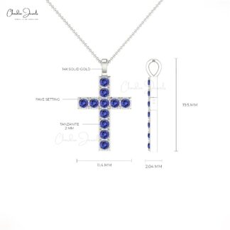 Pray Cross Gold Locket With 2mm Tanzanite Gemstone Real 14k Gold Baptism Pendant