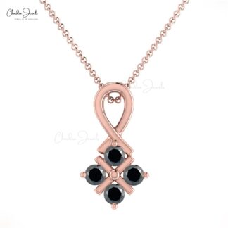 Diamond Cluster Pendant With 2mm Black Diamond Channel Set In 14k Solid Gold Pendants