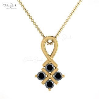 Diamond Cluster Pendant With 2mm Black Diamond Channel Set In 14k Solid Gold Pendants