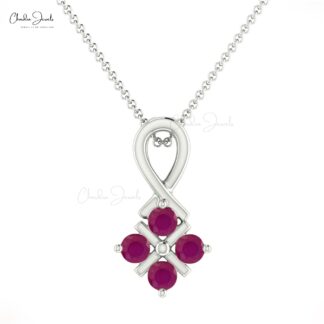Round Cut Ruby Twisted Pendant Genuine 0.12ct Gemstone in 14k Solid Gold Handmade Gift