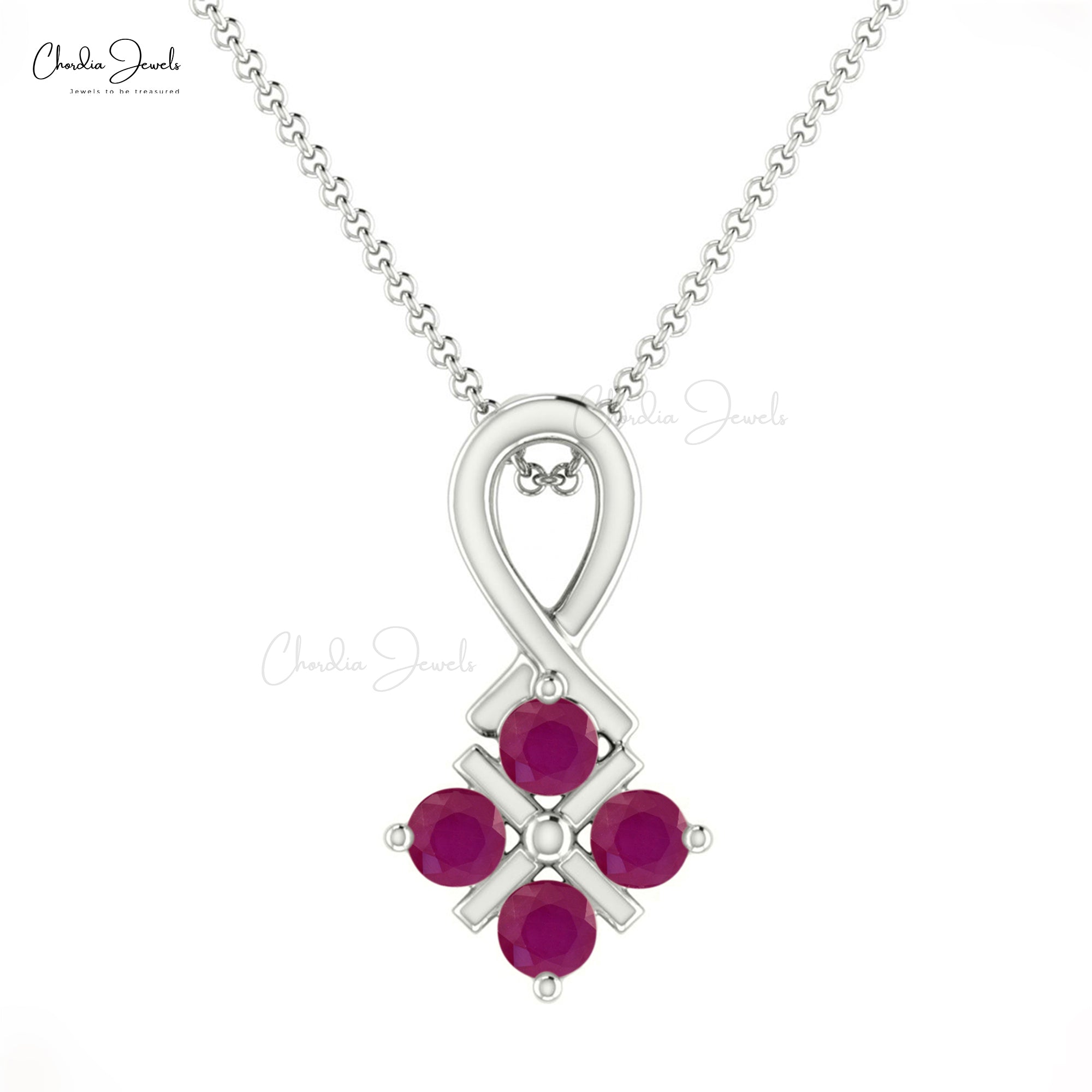 Round Cut Ruby Twisted Pendant Genuine 0.12ct Gemstone in 14k Solid Gold Handmade Gift