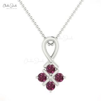 AAA Natural Rhodolite Garnet 0.20Ct Round Cut Handcrafted Pendant 14k Gold Minimalist Jewelry