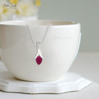 Natural Pear Cut Diamond Ruby Pendant in14k Solid Gold For Women’s