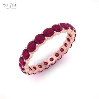 Dainty Stackable Ring In 14k Pure Gold Burma Ruby 1.26 Ct Gemstone Eternity Band
