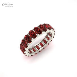 Natural Garnet Eternity Band in14k Solid Gold