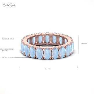 Rainbow Moonstone Eternity Gemstone Band Ring for Woman in 14K Gold