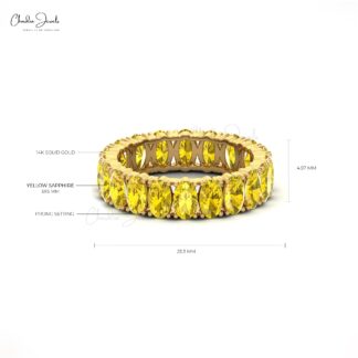 Birthstone Eternity Band In 14k Solid Gold Yellow Sapphire Stacking Women Ring