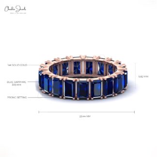 Classic Octagon Cut 5X3MM Blue Sapphire Eternity Band Ring for Wedding Gift
