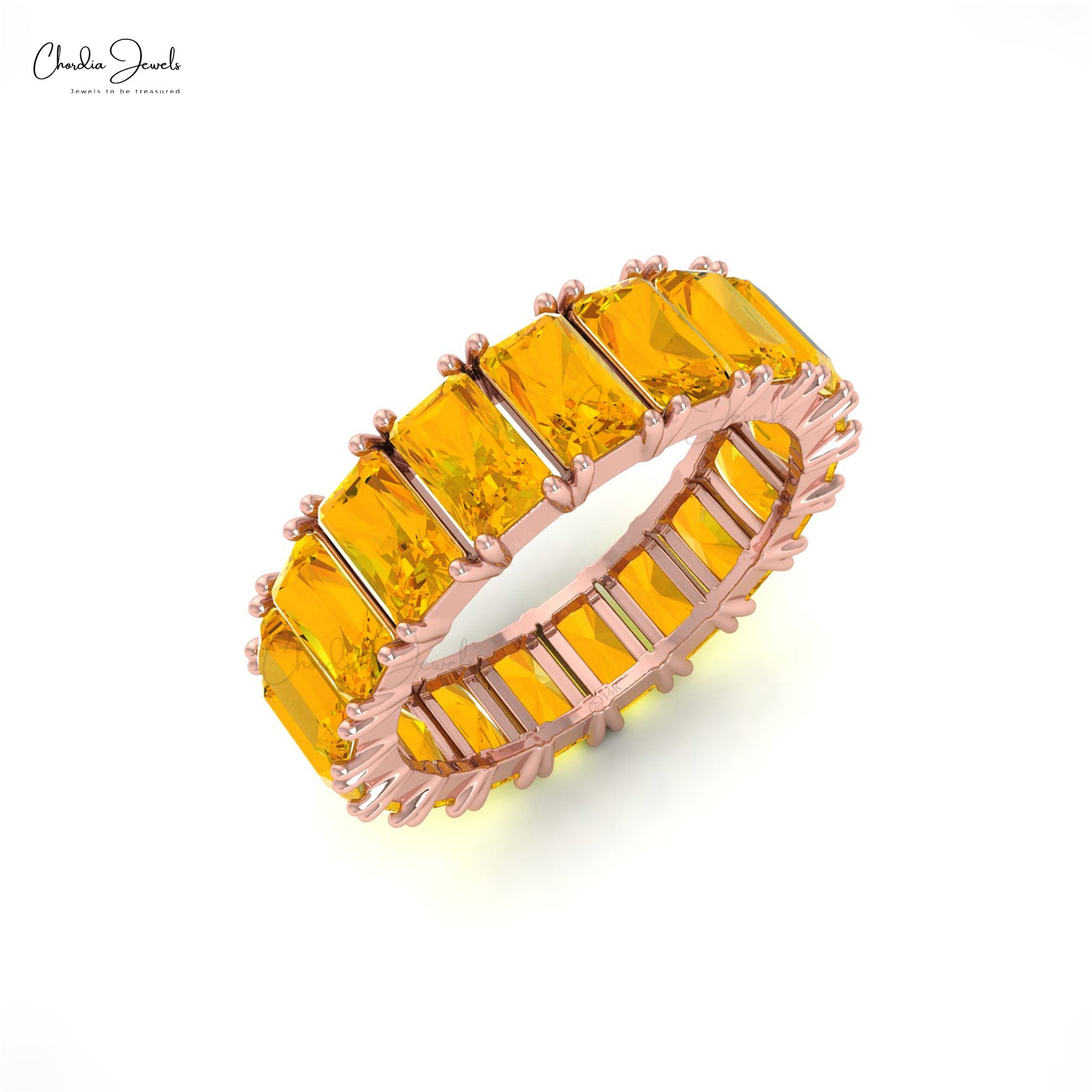 AAA Genuine Citrine November Birthstone Eternity Band Ring