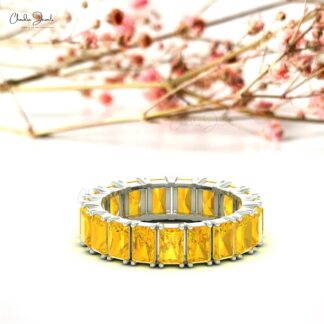 AAA Genuine Citrine November Birthstone Eternity Band Ring