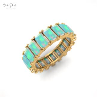 4 Carat Natural Opal Full Eternity Band, October Birthstone 14k Solid Gold Eternity Band Ring