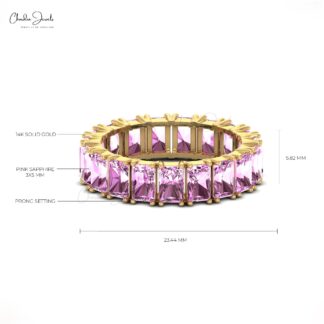 14K Gold Eternity Gemstone Band Ring with Pink Sapphire for Her