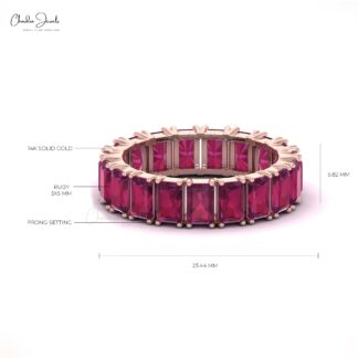 Octagon Eternity Ring In 14k Solid Gold Burma Ruby 5x3mm Gemstone Engagement Bands