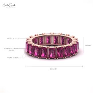 Full Eternity Bridal Ring In 14k Pure Gold Rhodolite Garnet 5x3mm Gemstone Stacking Band
