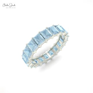 Natural Aquamarine Eternity Band in14k Solid Gold for Women