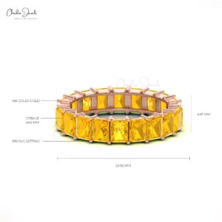 Stackable Eternity Ring With 4.4 Ct Citrine November Birthstone Band In 14k Real Gold