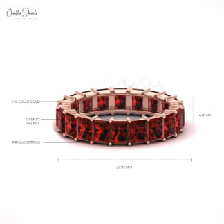 Garnet Eternity Band For Women in 14k Solid Gold For Birthday Gift