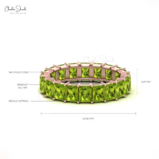Genuine Peridot Octagon Eternity Band In 5x3mm Gemstone 14k Solid Gold Fine Jewelry