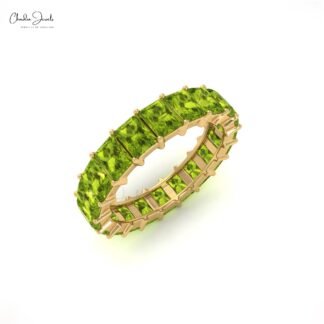 Genuine Peridot Octagon Eternity Band In 5x3mm Gemstone 14k Solid Gold Fine Jewelry