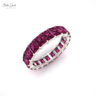 Genuine Rhodolite Garnet Stacking Band In 14k Solid Gold Full Eternity Rings For Women