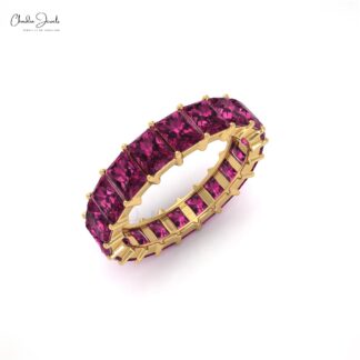 Genuine Rhodolite Garnet Stacking Band In 14k Solid Gold Full Eternity Rings For Women