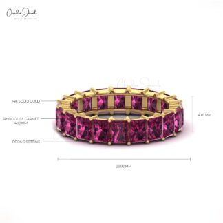 Genuine Rhodolite Garnet Stacking Band In 14k Solid Gold Full Eternity Rings For Women