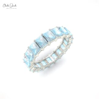 Real 14k Gold Stackable Band With 6.8 Ct Rainbow Moonstone Eternity Rings For Women