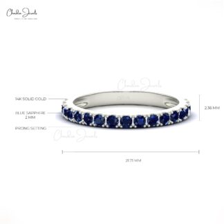 0.51Cts Natural Blue Sapphire Band Round Half Eternity Band