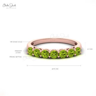 Classic August Birthstone Peridot Round Cut Ring in 14K Gold