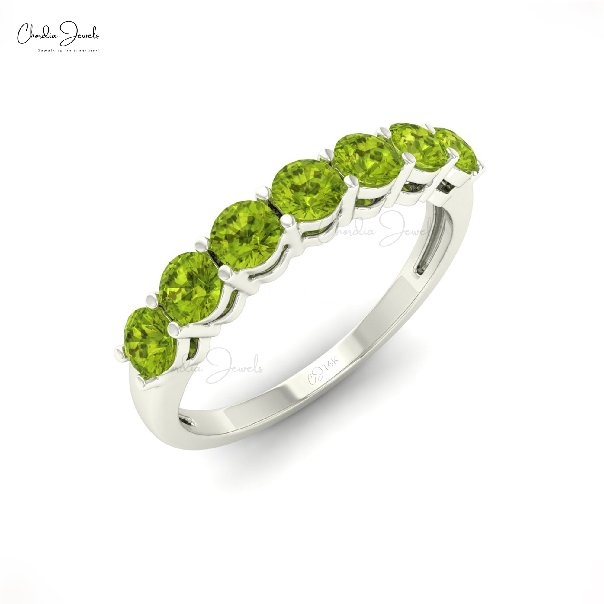 Classic August Birthstone Peridot Round Cut Ring in 14K Gold