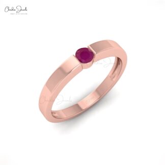 Single Stone Promise Ring In 14k Solid Gold Burma Ruby 0.10 Ct Gemstone Hallmark Ring