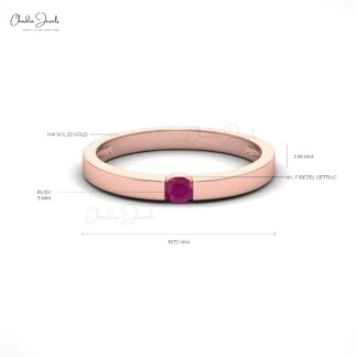 Single Stone Promise Ring In 14k Solid Gold Burma Ruby 0.10 Ct Gemstone Hallmark Ring