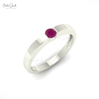 Single Stone Promise Ring In 14k Solid Gold Burma Ruby 0.10 Ct Gemstone Hallmark Ring