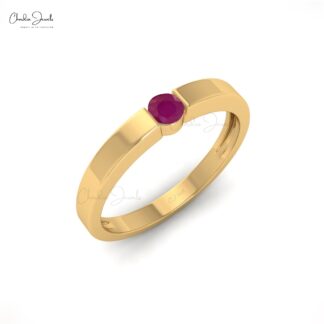 Single Stone Promise Ring In 14k Solid Gold Burma Ruby 0.10 Ct Gemstone Hallmark Ring