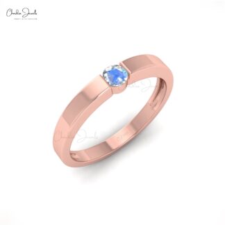 AAA Natural Rainbow Moonstone Solitaire Ring for Woman in 14K Gold