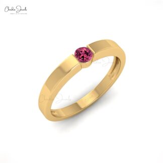 Solitaire Promise Ring In 14 Pure Gold Pink Tourmaline Handmade Anniversary Ring