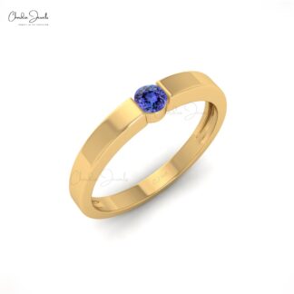Solitaire Ring In Real 14k Gold Natural 0.11ct Tanzanite Gemstone Dainty Anniversary Ring