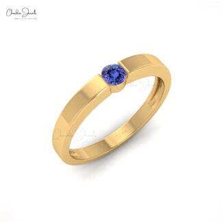 AAA Tanzanite Solitaire Ring In Solid 14k Yellow Gold December Birthstone Ring Size US7
