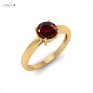 Natural 1.1 Carats Garnet Solitaire Ring For Her in 14k Solid Gold