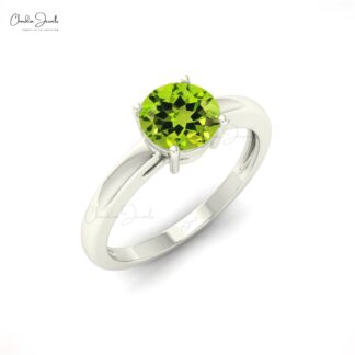 Real 14k Gold Single Stone Ring With 0.57 Ct Peridot August Birthstone Solitaire Ring