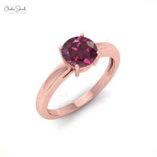 Single Gemstone Ring With 1.10 Ct Rhodolite Garnet Proposal Rings In 14k Solid Gold